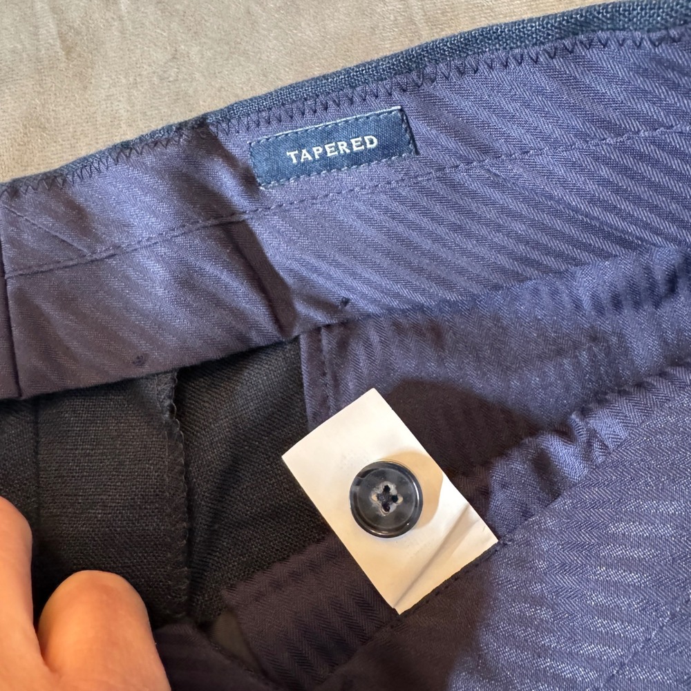 J. Crew Mens Thompson 100% Linen Pants 34x32 Navy Tapered Quiet Luxury Preppy - Picture 4 of 9